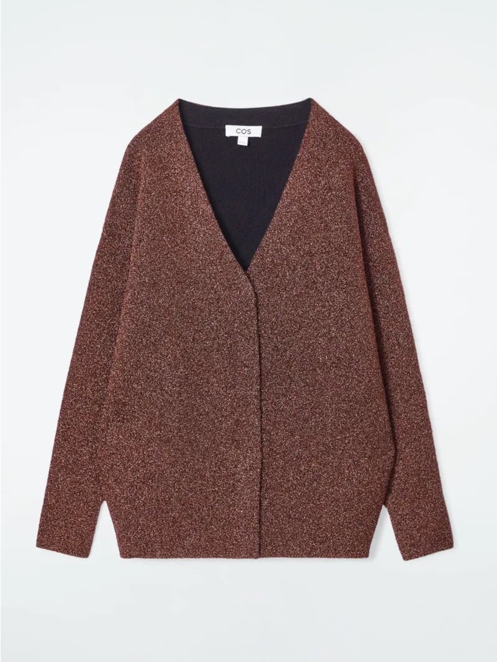 COS Oversized Sparkly Merino Cardigan in Mahogany